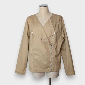 ❤️NWT DG2 - Tan Denim Jean Jacket Moto Style - XL